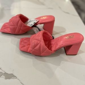 Zara quilted pink mules